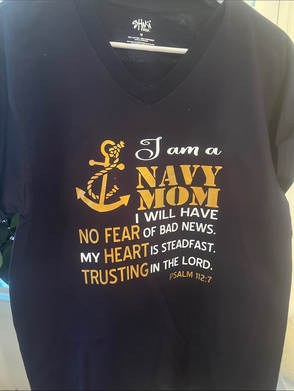Navy Mom Graphic Tee - Navy with Gold Print